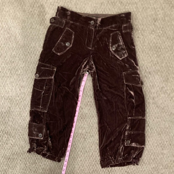 BCBG MAXAZARIA Brown Corduroy Cropped Cargo Baggy Pants Size 0 - Picture 11 of 11